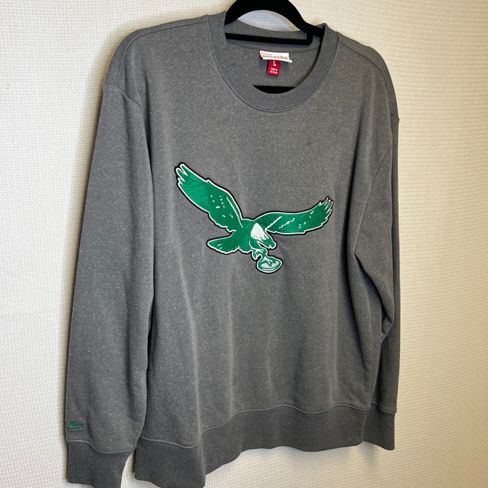 Mitchell & Ness Philadelphia Eagles NFL Throwbacks Crewneck Sweatshirt Gray L